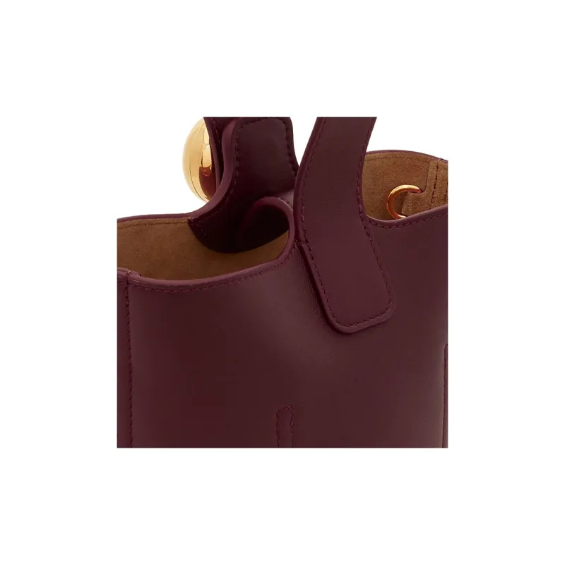 LOEWE Soft Cow Leather Bucket Bags Shoulder Bag Crossbody Bag Handbag Mini Women's Burgundy-7