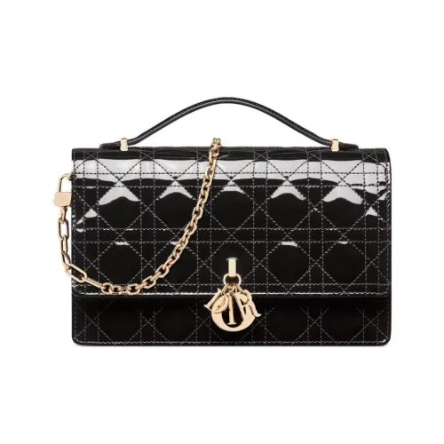 DIOR Patent Leather, Cow Leather Shoulder Bag, Crossbody Bag, Handbag Women's Black
