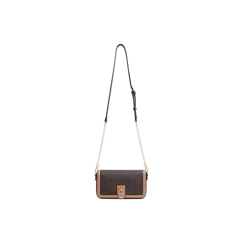 FION PVC One Shoulder Small Square Crossbody Bag Trumpets Women's Coffee & Camel-1