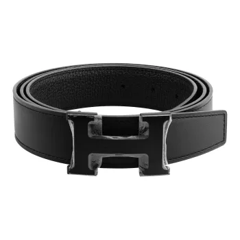 HERMES Togo Calfskin Double Sided Leather Belt Leather Belts Unisex Black Width  3.2CM