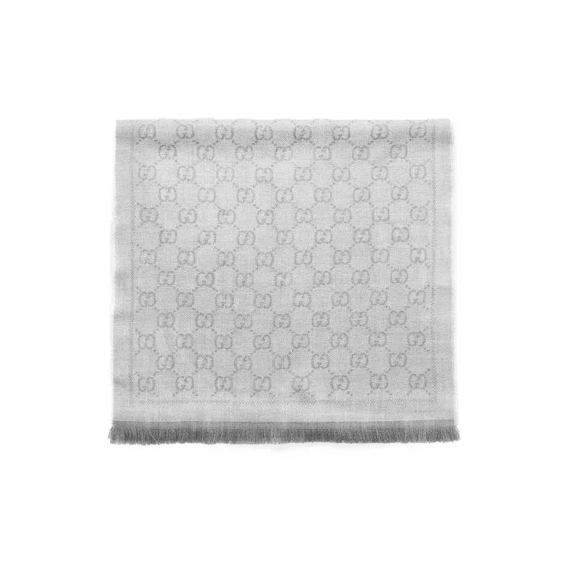 GUCCI Knit Scarves Unisex Light Gray-1