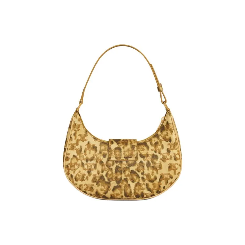 CELINE AVA Canvas Handbag Shoulder Bag Women's Leopard Print-2
