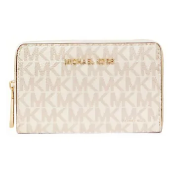 MICHAEL KORS Coated Canvas Wallet Small Size Women's Vanilla & Acorn