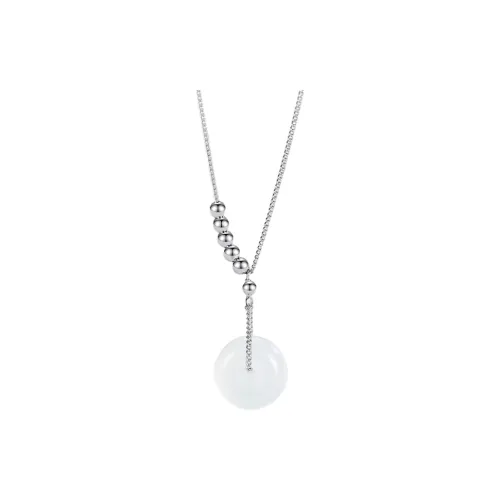 Artisan Lock Heart Jade Chalcedony Jade Necklaces Unisex