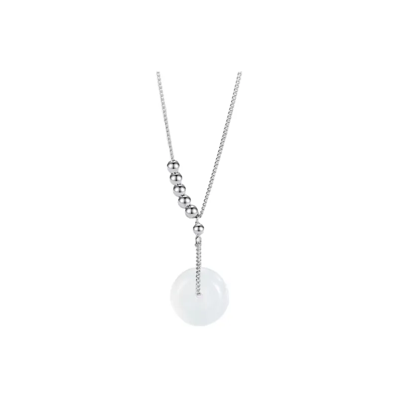 Artisan Lock Heart Jade Chalcedony Jade Necklaces Unisex-0
