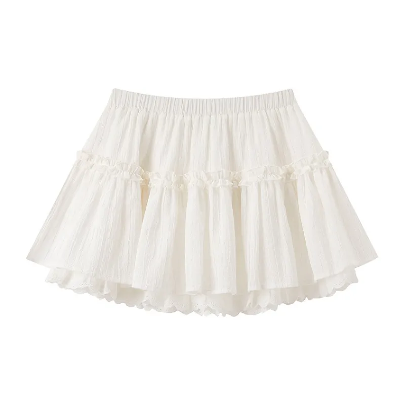 LEDIN Casual Short Skirts Women's Ecru-1