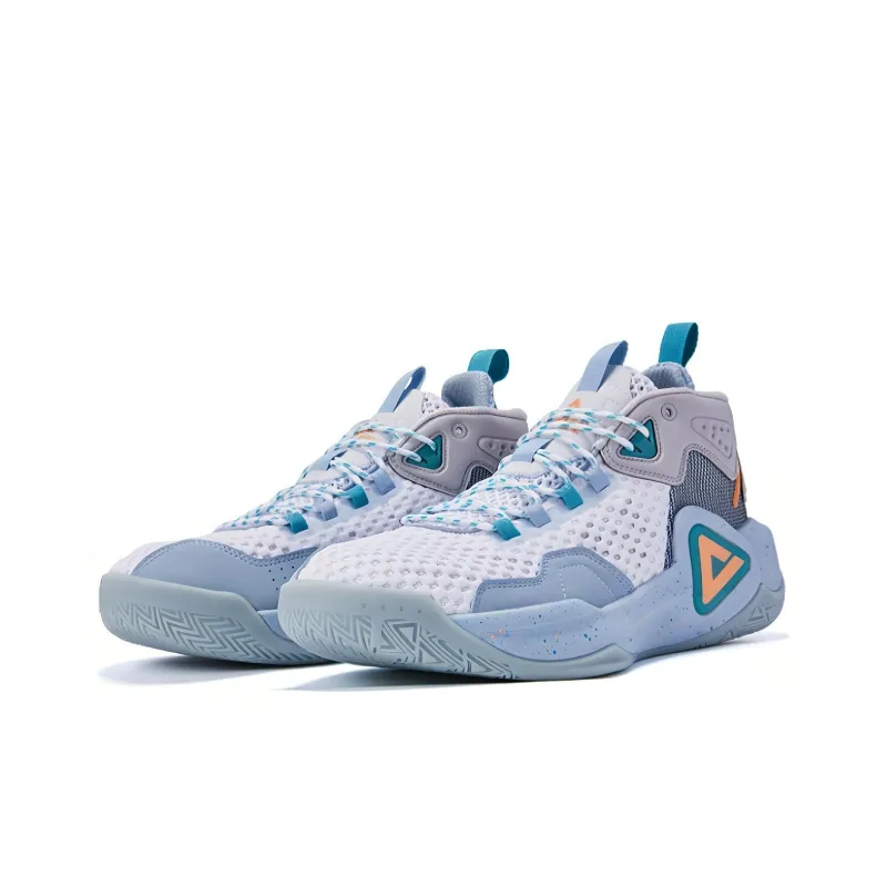 PEAK Basketball Shoes Men Mid Top Snow Crystal Blue-2