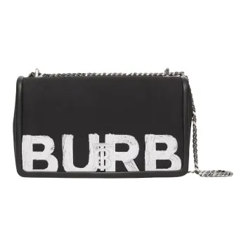 Burberry Cotton With Canvas And Leather Laura Bag Handbag Crossbody Bag Shoulder Bag Women's Black