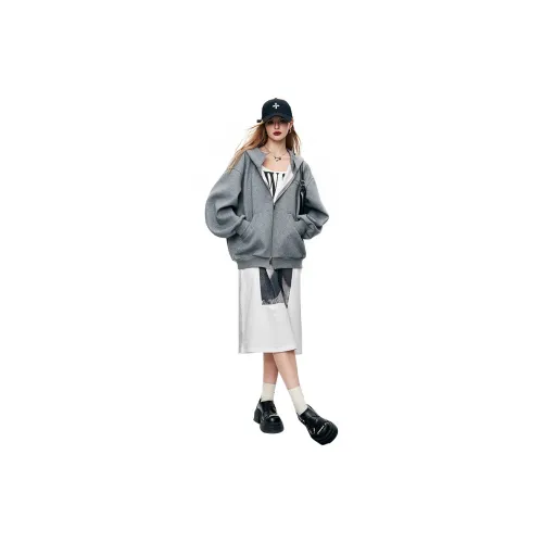 ELF SACK Cropped Coats Women's Shimmery Gray