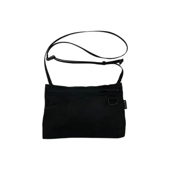 Snow Peak Nylon Shoulder Bag, Crossbody Bag Regular Unisex Black