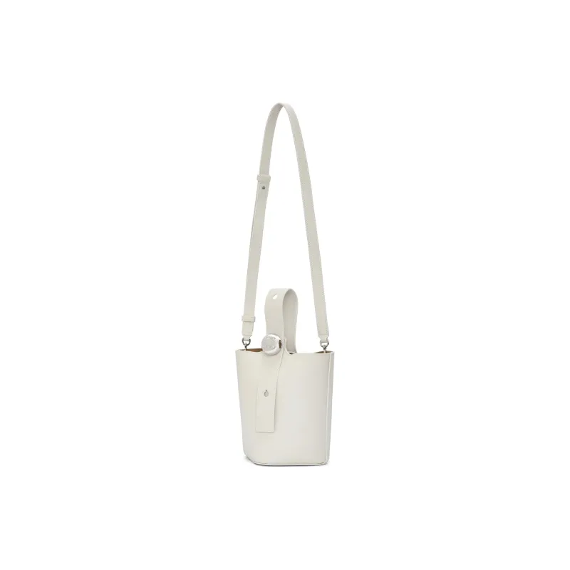 LOEWE Bucket Series Soft Grain Cow Leather Bucket Bag, Shoulder Bag, Crossbody Bag, Handbag Mini Women's White-3