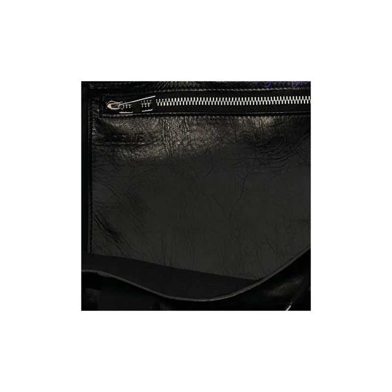 LOEWE Cow Leather Tote Bag Shopping Bag Handbag Unisex Black-2
