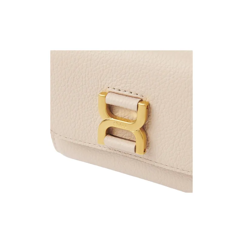 Chloe Marcie Grain Calfskin Card Holder, Wallet Trumpets Women's Cement Pink-4