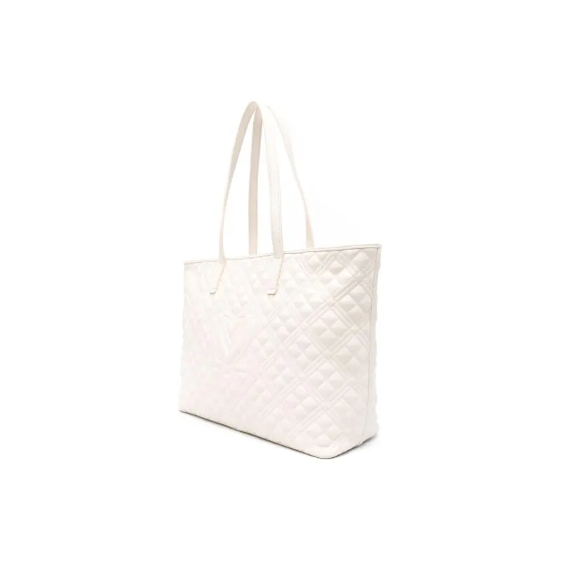 LOVE MOSCHINO Polyurethane Tote Bag, Shopping Bag, Shoulder Bag, Handbag Women's Ivory White-3