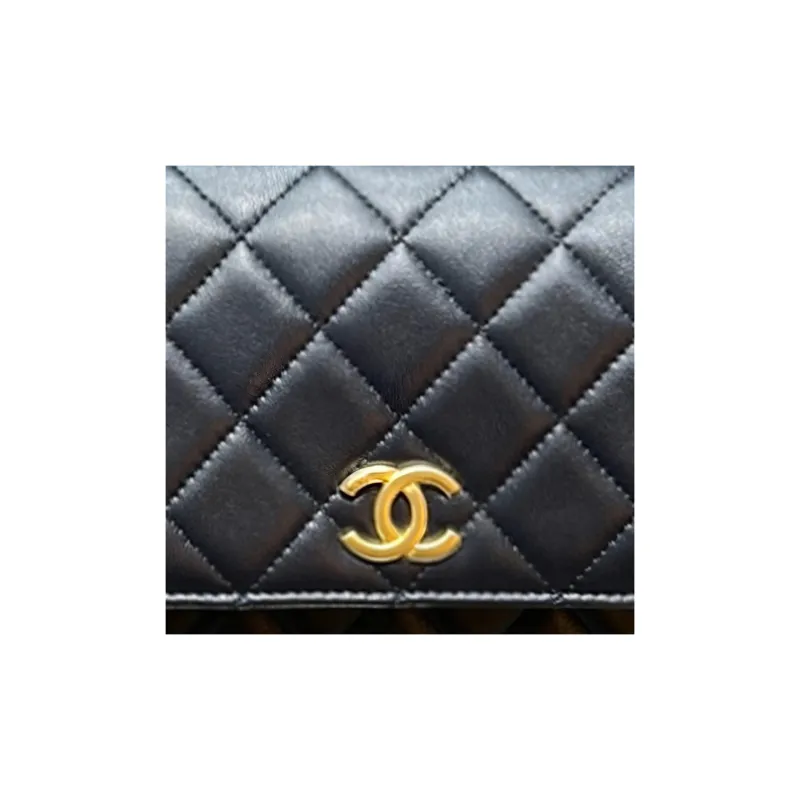 CHANEL WOC Sheepskin And Gold Metal Kelly Handbag, Shoulder Bag, Crossbody Bag, Wallet Women's Dark Blue-2