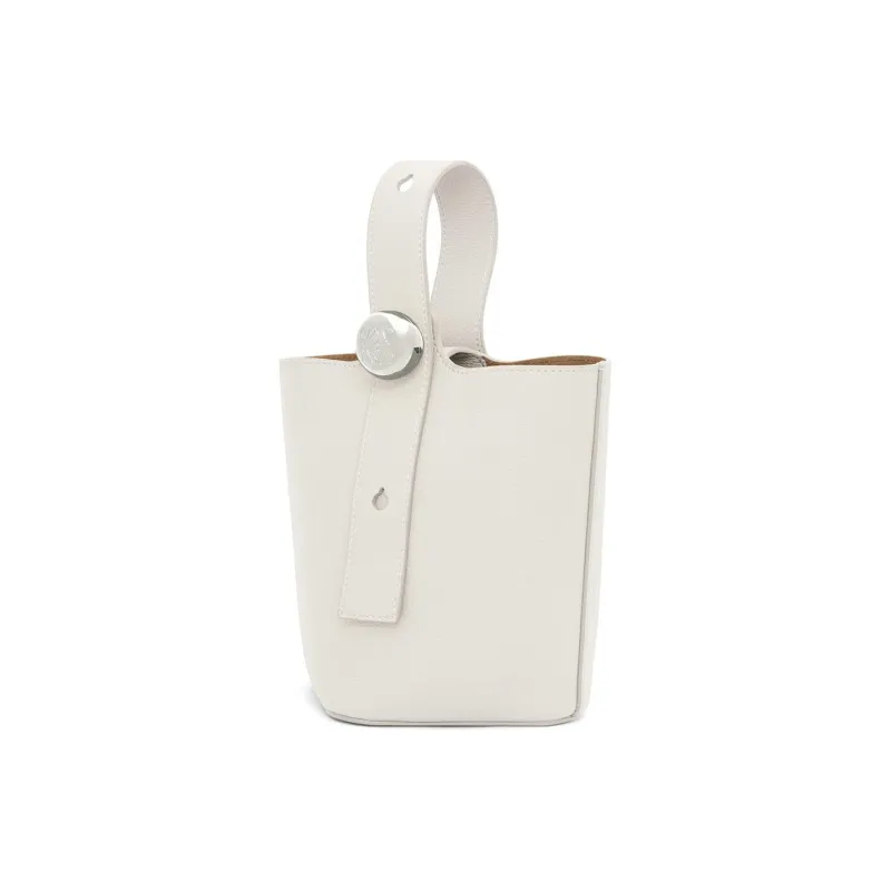 LOEWE Bucket Series Soft Grain Cow Leather Bucket Bag, Shoulder Bag, Crossbody Bag, Handbag Mini Women's White-1