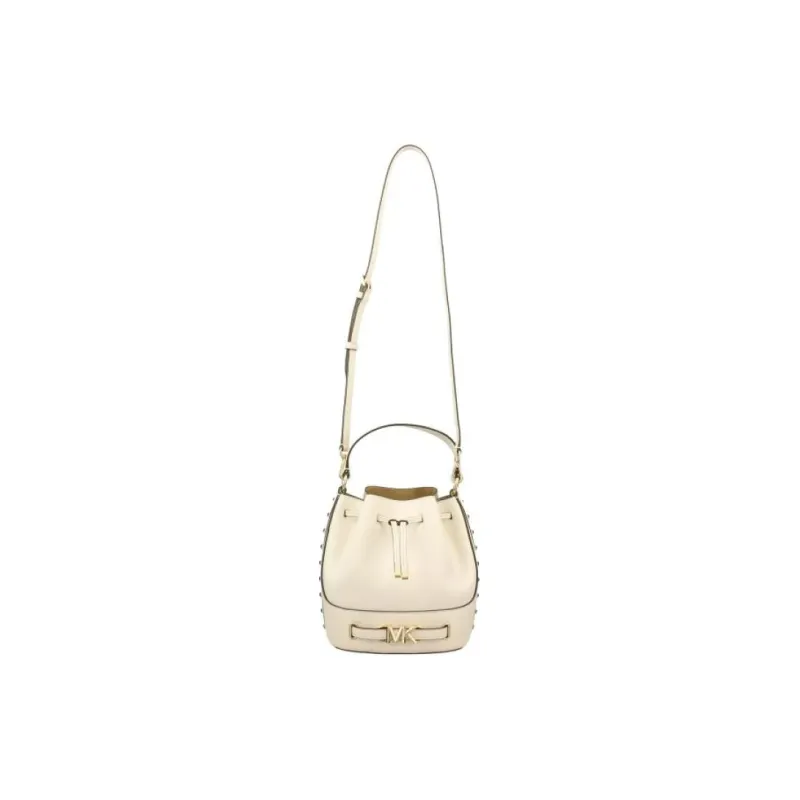 MICHAEL KORS Litchi Grain Leather Bucket Bags Handbags Medium Size Women's White-1