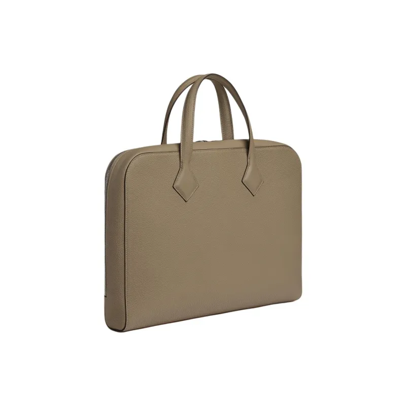 HERMES Victoria Light Togo Calfskin Business Bag Briefcase Handbag Men's 8Q BEIGE MARFA-1