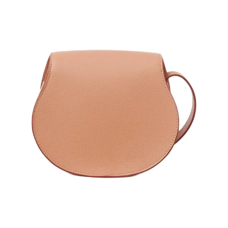 Chloe Marcie Grained Calfskin Saddle Bag Shoulder Bag Crossbody Bag Small Size Women's Terracotta Pink-2