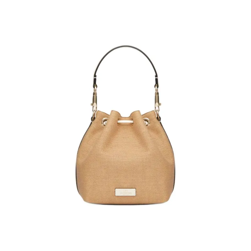 Valentino Locò Raffia Bucket Bags Shoulder Bag Crossbody Bag Handbag Women's Natural Laminated Ivory-3