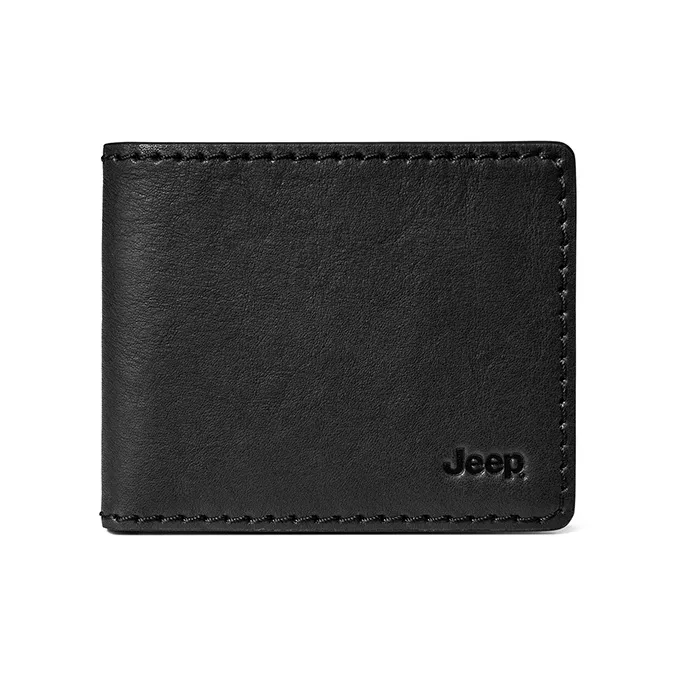 Jeep Soft Top Grain Cow Leather Leather Clip Wallet Regular Men's Black-1