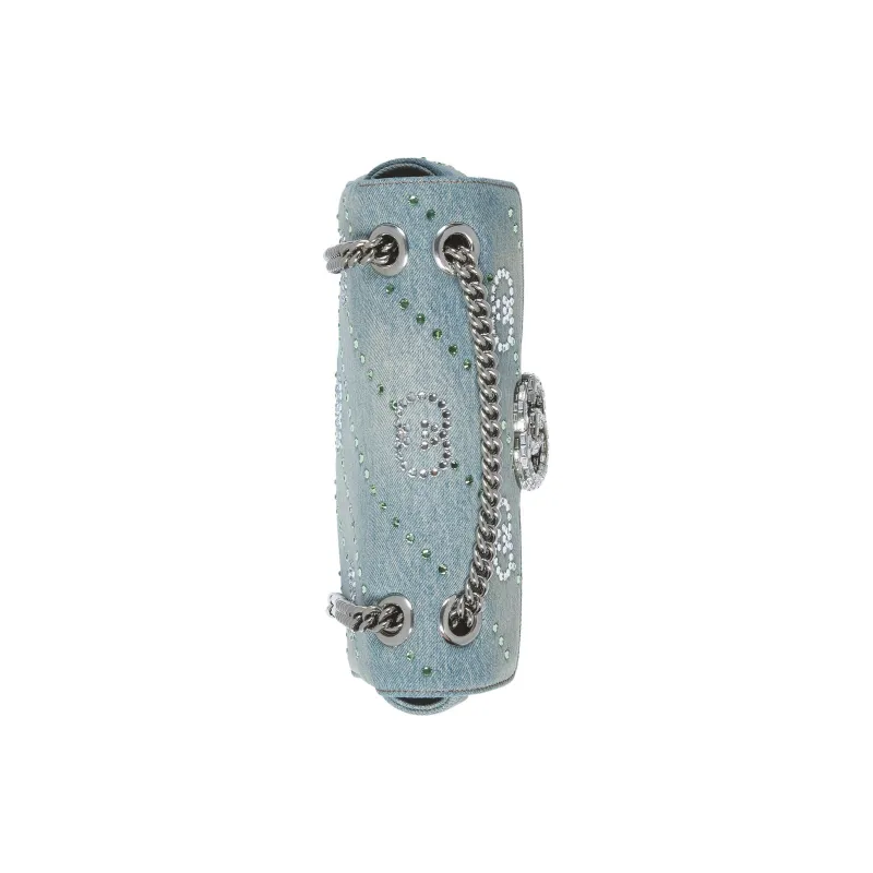 GUCCI GG Marmont Denim Portable Crossbody Bag Shoulder Bag Women's Light Blue-7
