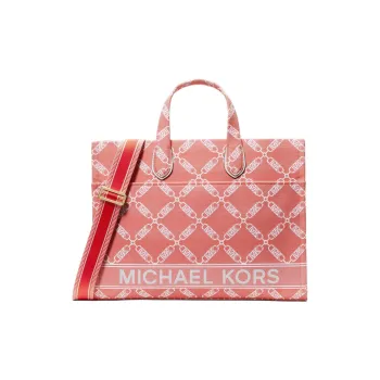 MICHAEL KORS Gigi Fabric Tote Bag Shopping Bag Shoulder Bag Crossbody Bag Handbag Large Size Women's Coral Red