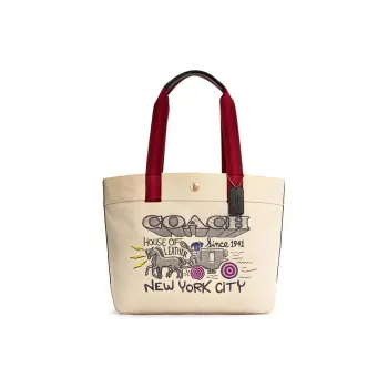 COACH Recycled Tote Eco Friendly Material Canvas Tote Bag Shopping Bag Crossbody Bags Handbags Large Size Women's Khaki