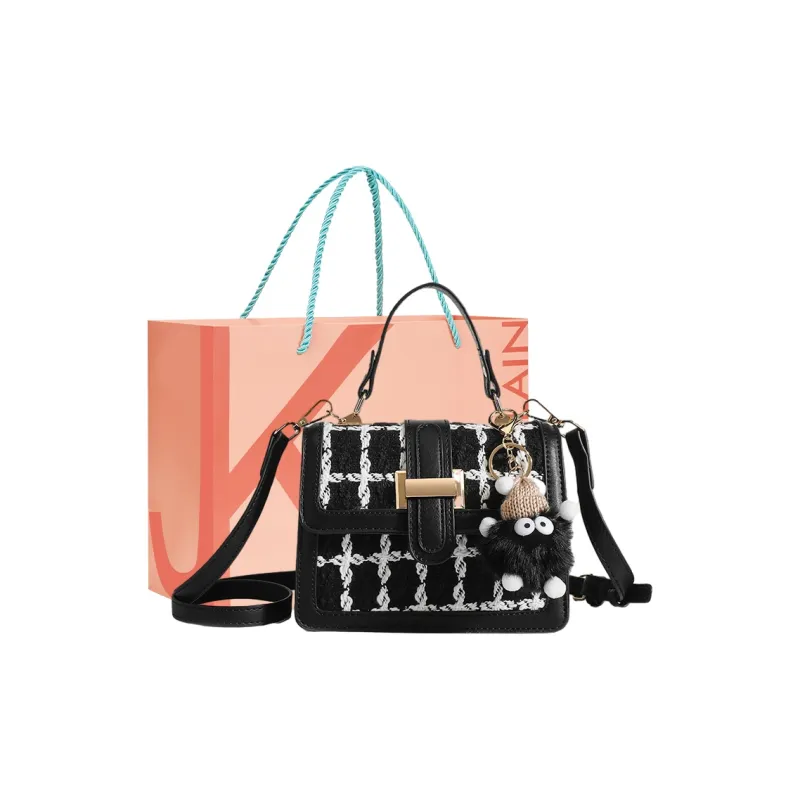 JANE KLAIN Fabric+Synthetic Leather Handbag Shoulder Bag Crossbody Bag Regular Women's Black/White-0