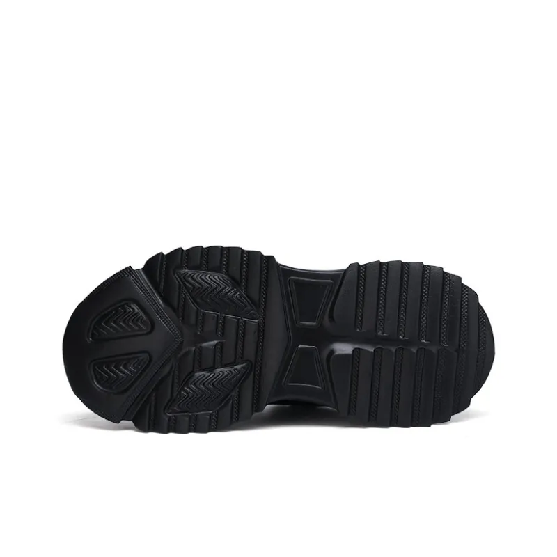 U7 Cushioning Anti Slip And Wear Resistant Height Increasing Mid Top Chunky Sneakers Men's Black-4