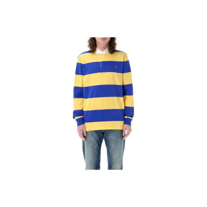Polo Ralph Lauren Logo Embroidered Rugby Striped Polo Shirt-1