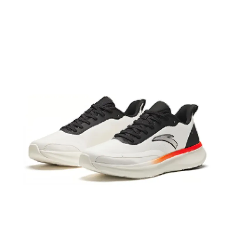 Anta Running Collection Durable Breathable Low-Top Running Shoes Men's White Black-1
