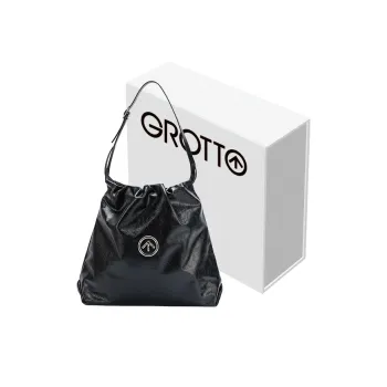 GROTTO Cow Leather Shoulder Bag Unisex Black