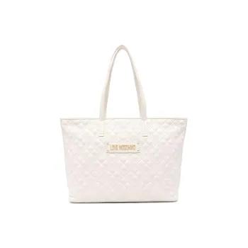 LOVE MOSCHINO Polyurethane Tote Bag, Shopping Bag, Shoulder Bag, Handbag Women's Ivory White