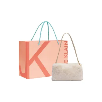 JANE KLAIN Plush Small Square Bag Shoulder Bag Medium Size Women's White/Apricot/Pink