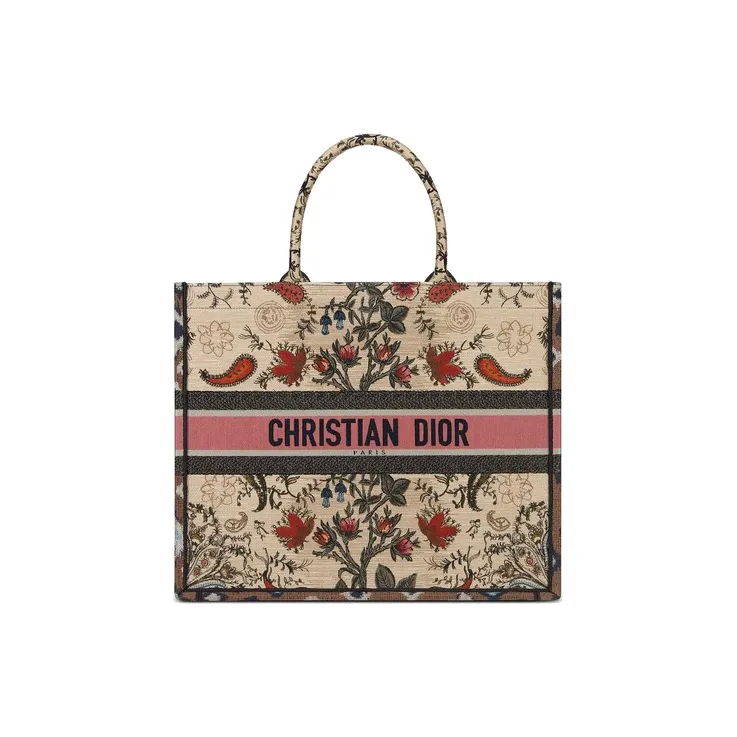 DIOR BookTote Canvas One Shoulder Tote Handbag Large Size Women's Multicolor-0