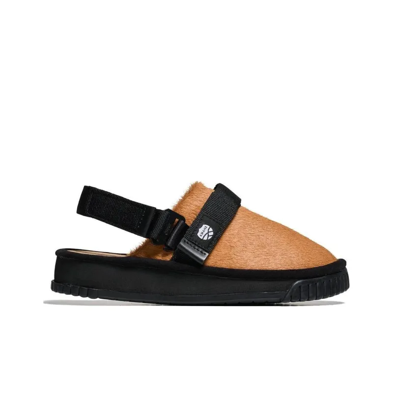 SHAKA Snug Clog Cowhair Wrap-toe Slippers Unisex Brown-1