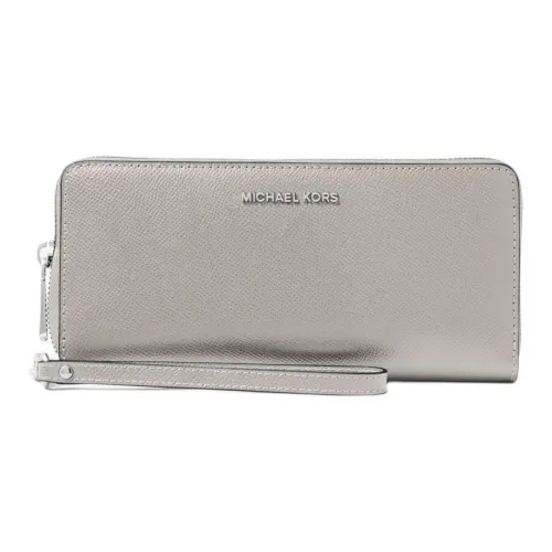 MICHAEL KORS Jet Set Leather Wallet Women's Pearl Gray