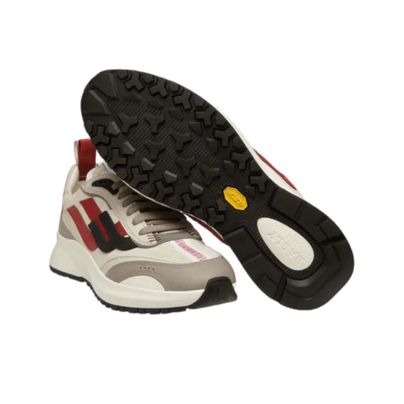 BALLY Slip Resistant Low Top Casual Shoes Men's Beige Black Red-2