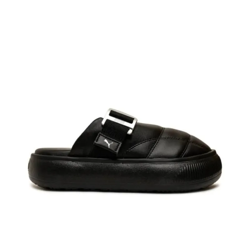 PUMA Suede Mayu Leather Mule Black Silver Women's-1