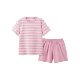 Women's Shorts with Lace Pink Horizontal Stripes