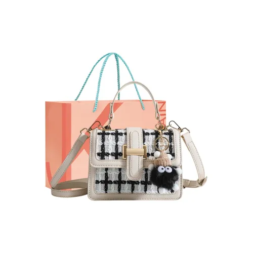 JANE KLAIN Fabric+Synthetic Leather Handbag Shoulder Bag Crossbody Bag Regular Women's Black/White