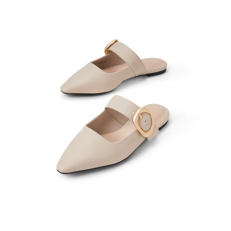 CHARLES&KEITH Small Ck Closed Toe Slippers 1cm Women's Nude Flesh/Black-2