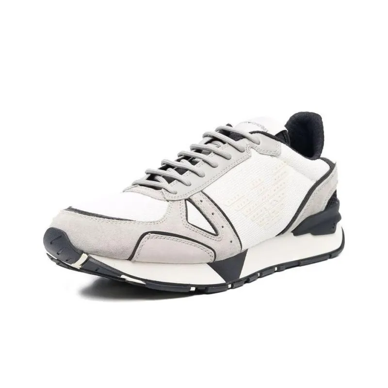 EMPORIO ARMANI Cushioning, Slip Resistant, And Abrasion Resistant Low Top Casual Shoes Men's White Gray-2