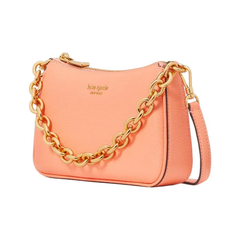 Kate Spade Litchi Grain Leather Handbag Shoulder Bag Crossbody Bag Small Size Women's Orange-1