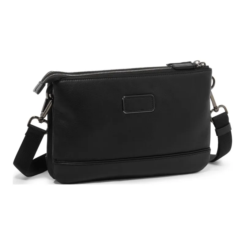 TUMI Leather One Shoulder Crossbody Clutches Men's Black-1