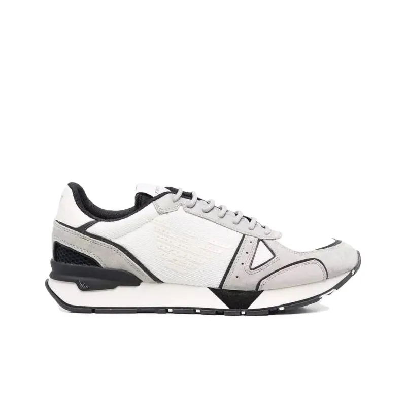 EMPORIO ARMANI Cushioning, Slip Resistant, And Abrasion Resistant Low Top Casual Shoes Men's White Gray-1