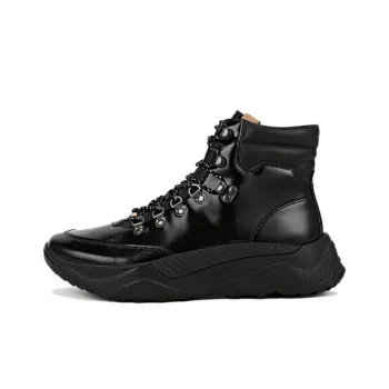 TSUBO UH Patent Leather Anti-Slip Wear-Resistant High-Top Outdoor Shoes Unisex Black