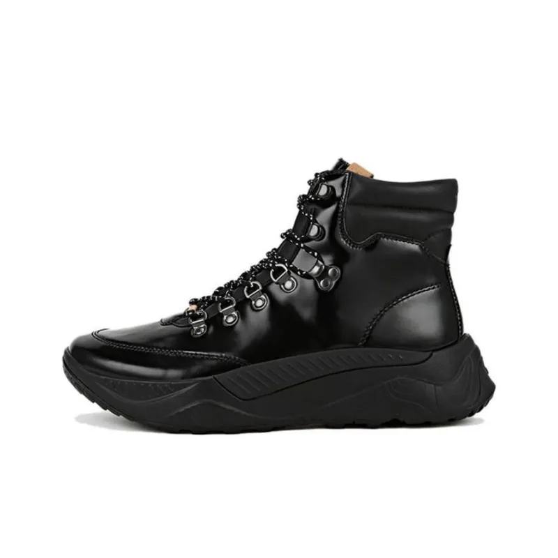 TSUBO UH Patent Leather Anti-Slip Wear-Resistant High-Top Outdoor Shoes Unisex Black-0