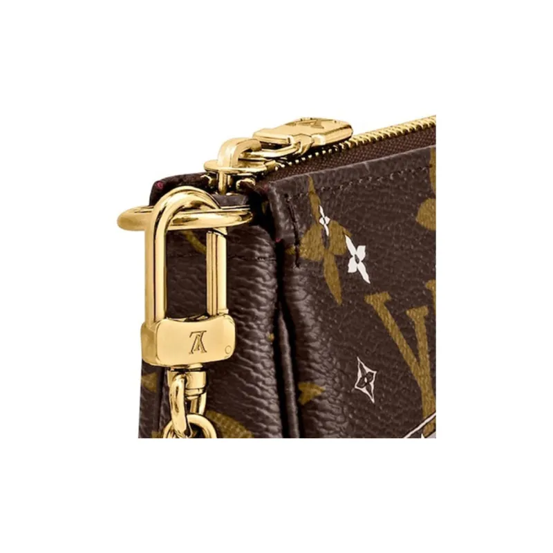 LOUIS VUITTON Mini Pochette Accessoires Monogram Vivienne Courchevel Fuchsia Lining-4